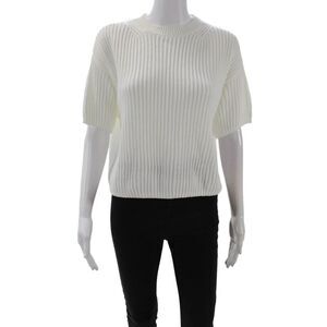 Stitches & Stripes Womens Short Sleeve Knit Sweater White Size XS
